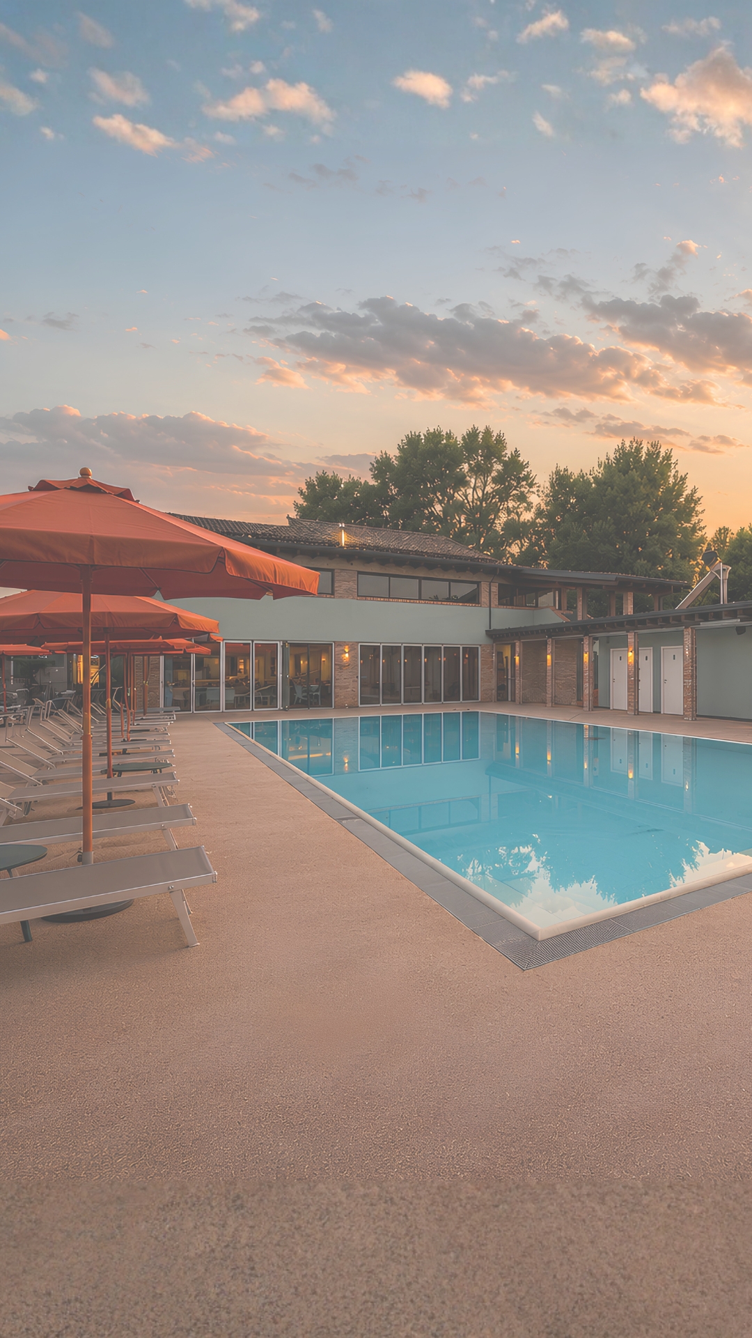 La Villa pool at sunset